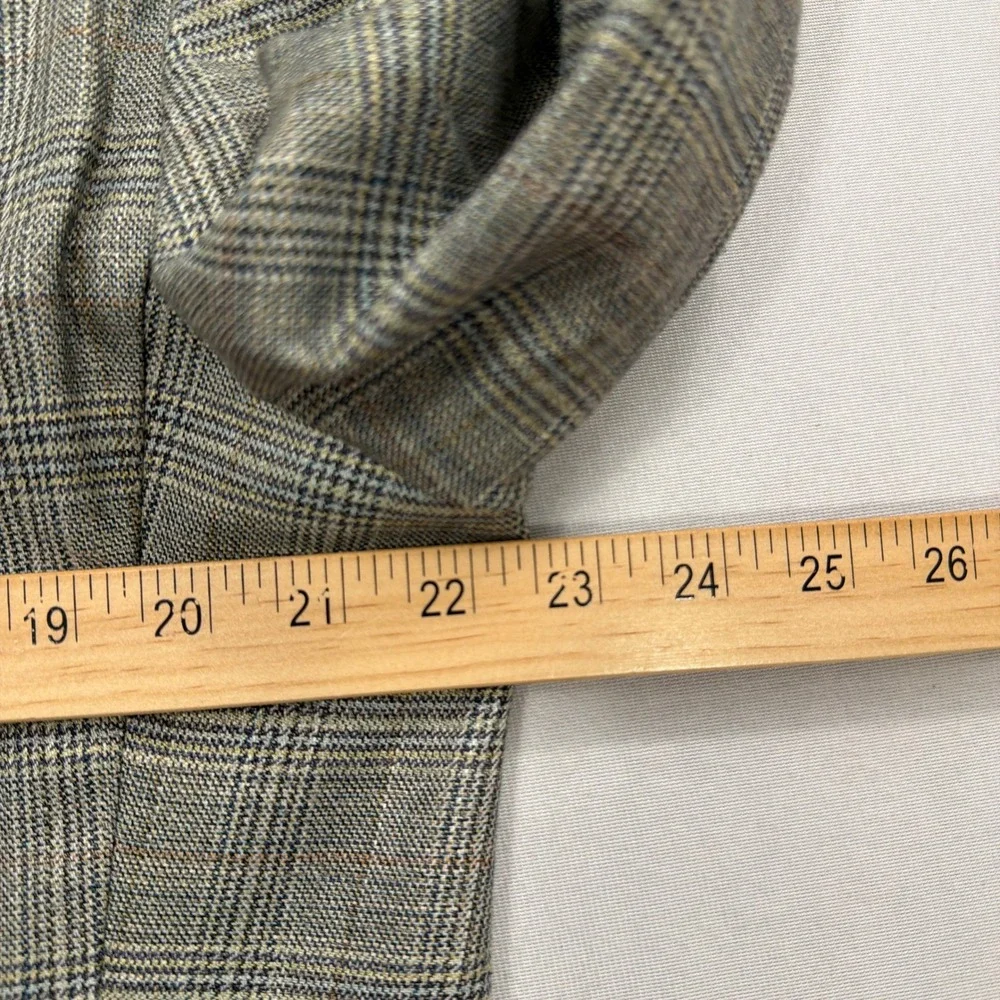 Jack Victor Sport Coat Glen Plaid Bamboo Blazer Grey Tan Mens 42R Blazer